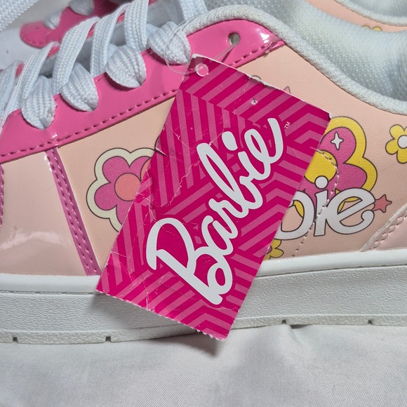 Barbie pink white lace up floral sneakers womens size 7 - Picture 7 of 16
